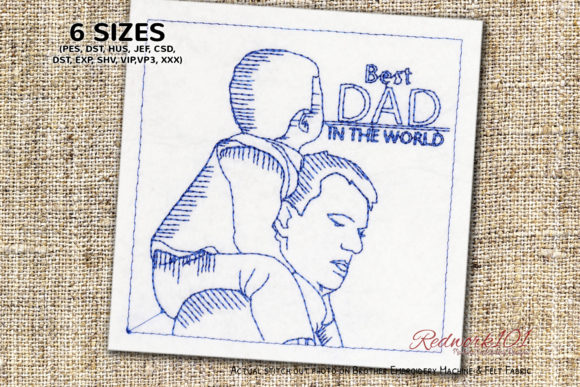 Best Dad in the World Redwork Design