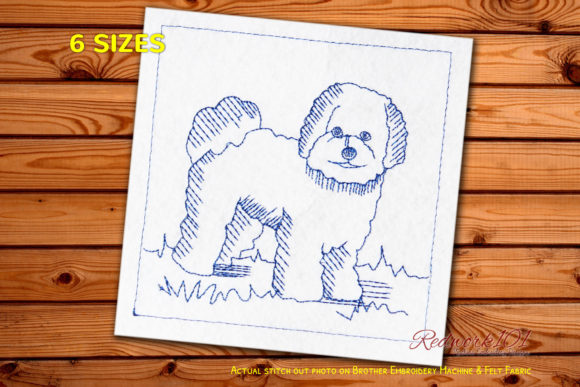 Bichon Frise Dog Redwork