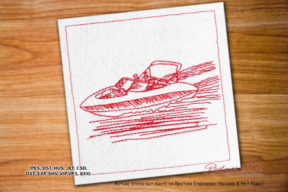 Jetski Speedboat Redwork