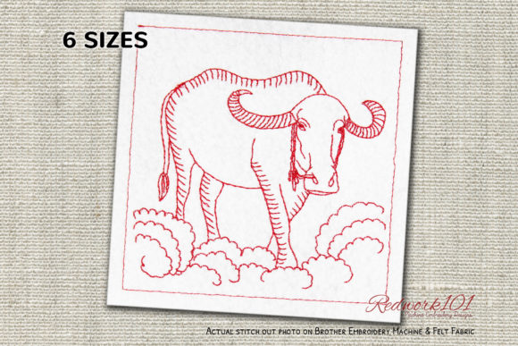 Water Buffalo Redwork Embroidery Design Review